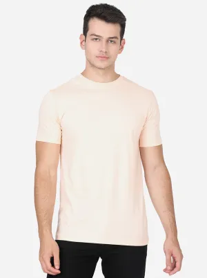 Peach Solid Slim Fit T-Shirt | JadeBlue Peach Solid Slim Fit T-Shirt | JadeBlue