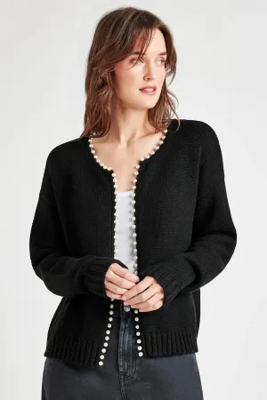 pearl trim cardigan