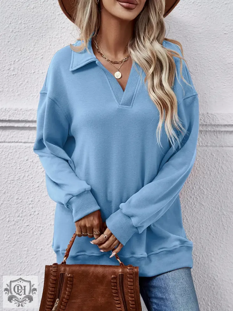 Polo Collar Solid Pullover