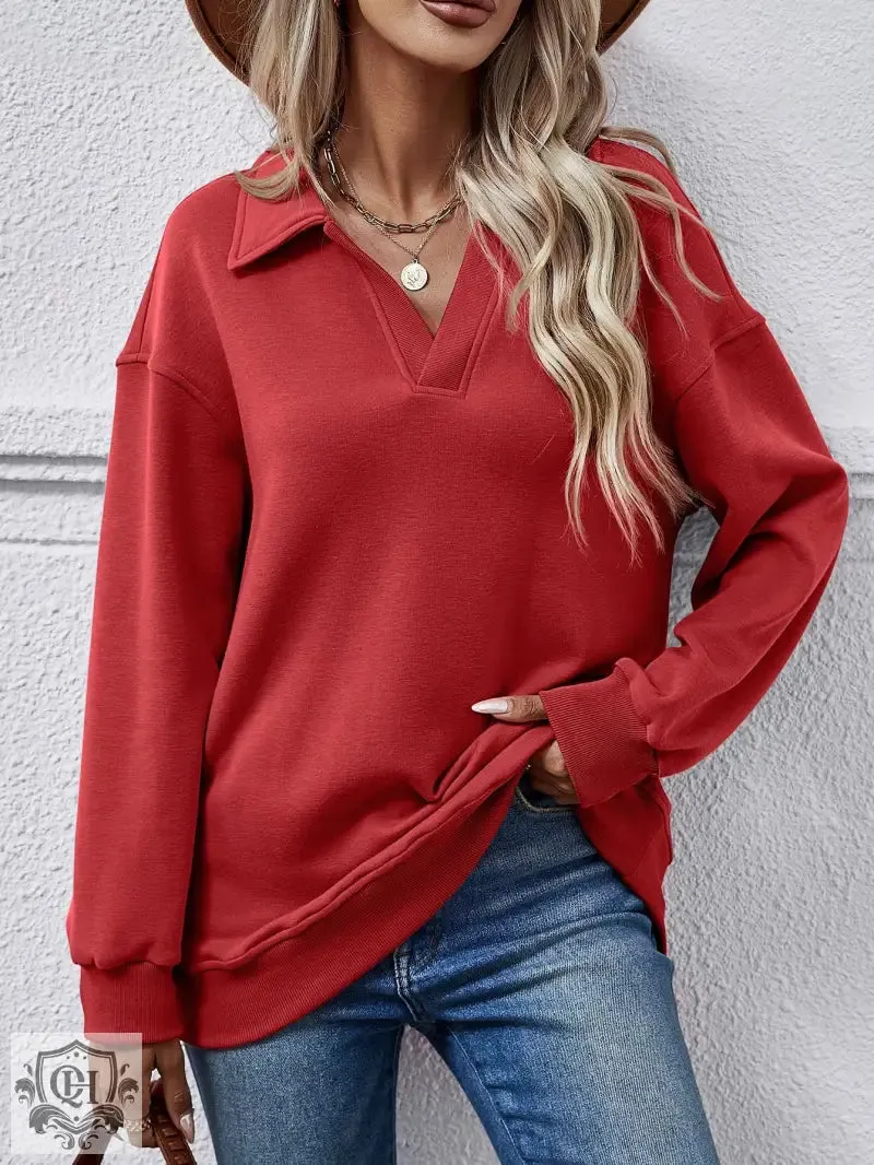 Polo Collar Solid Pullover