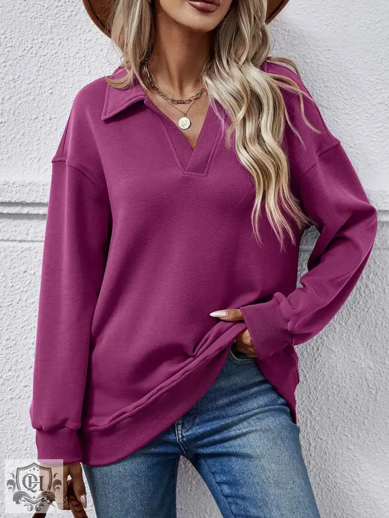 Polo Collar Solid Pullover