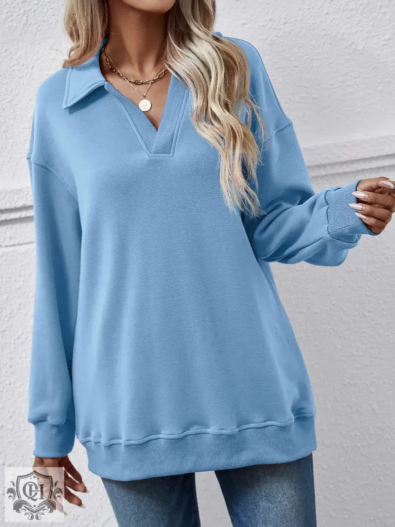 Polo Collar Solid Pullover
