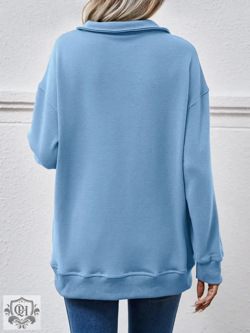 Polo Collar Solid Pullover