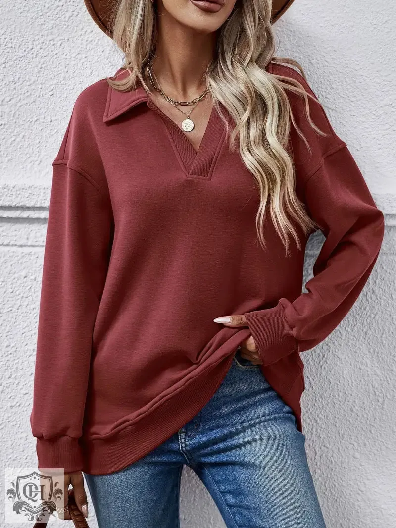 Polo Collar Solid Pullover