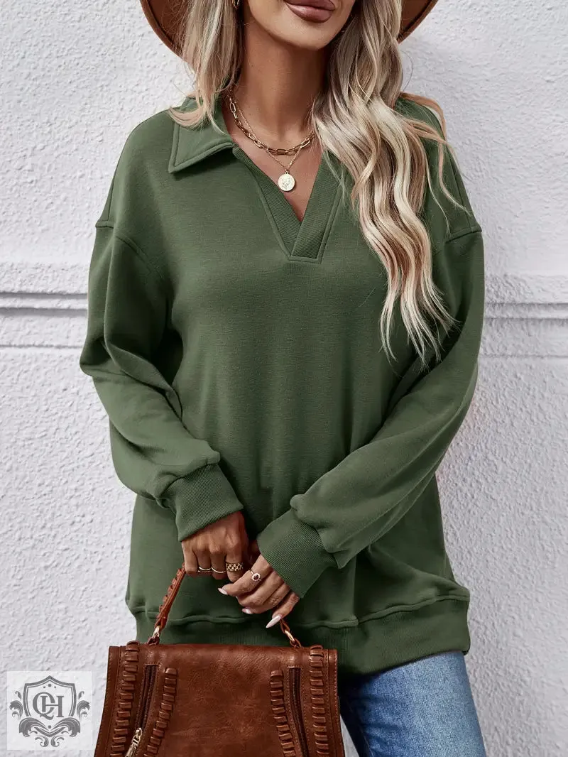 Polo Collar Solid Pullover