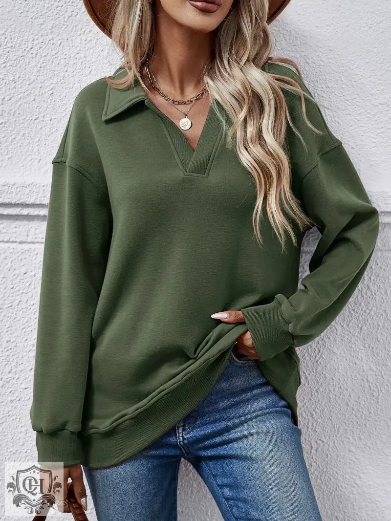 Polo Collar Solid Pullover