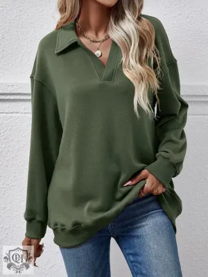 Polo Collar Solid Pullover