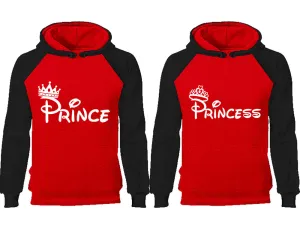 Prince & Princess Couple Matching Raglan Hoodies – Comfortable Unisex Pullover | Sold Separately in Sizes & Colors