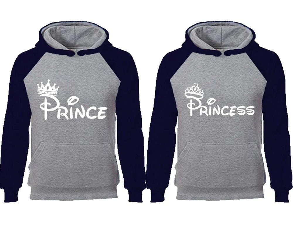 Prince & Princess Couple Matching Raglan Hoodies – Comfortable Unisex Pullover | Sold Separately in Sizes & Colors