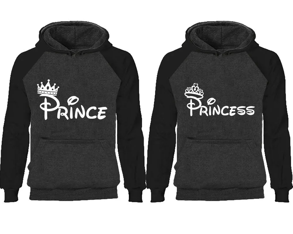 Prince & Princess Couple Matching Raglan Hoodies – Comfortable Unisex Pullover | Sold Separately in Sizes & Colors