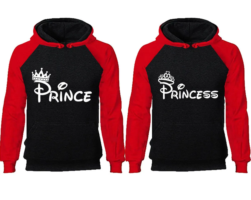 Prince & Princess Couple Matching Raglan Hoodies – Comfortable Unisex Pullover | Sold Separately in Sizes & Colors