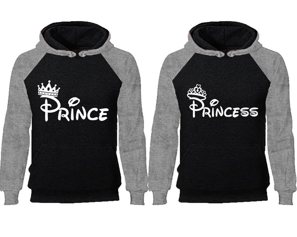 Prince & Princess Couple Matching Raglan Hoodies – Comfortable Unisex Pullover | Sold Separately in Sizes & Colors
