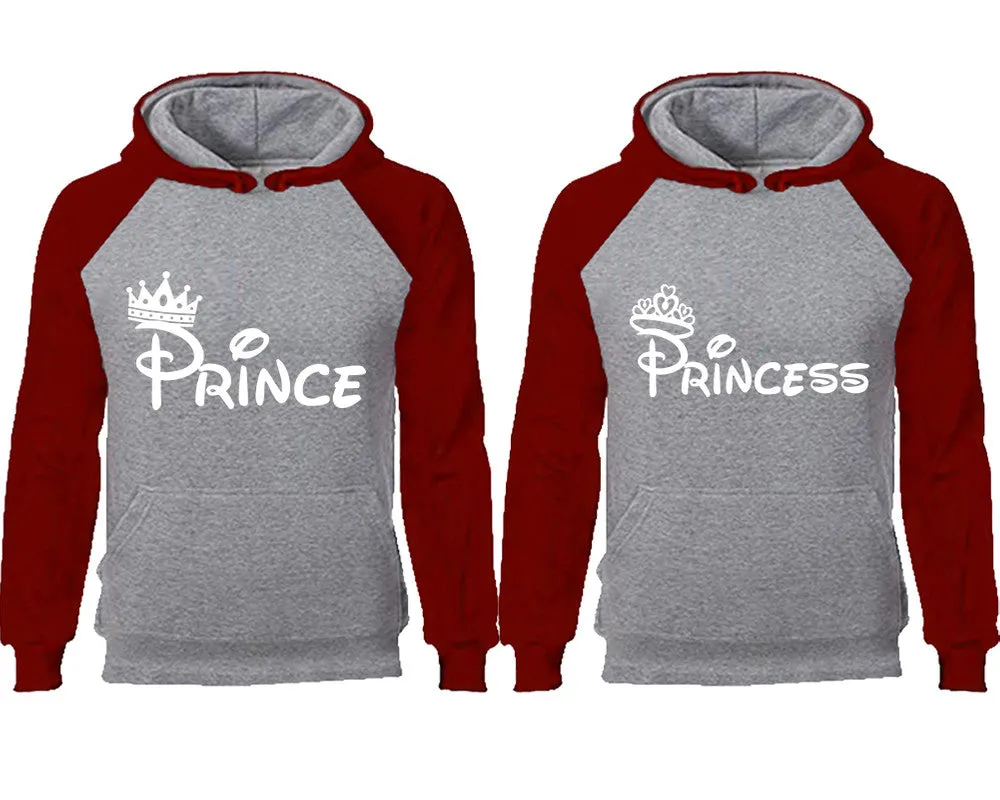 Prince & Princess Couple Matching Raglan Hoodies – Comfortable Unisex Pullover | Sold Separately in Sizes & Colors
