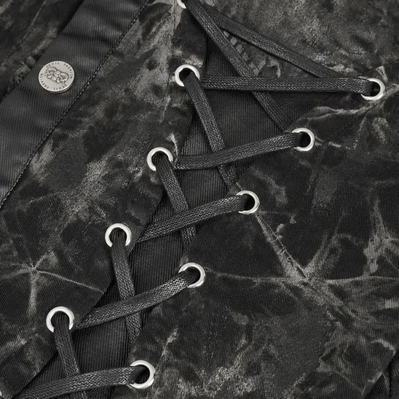 Punk Rock Asymmetrical Distressed Waistcoat / Gothic Mesh Rivets Vest with Pocket