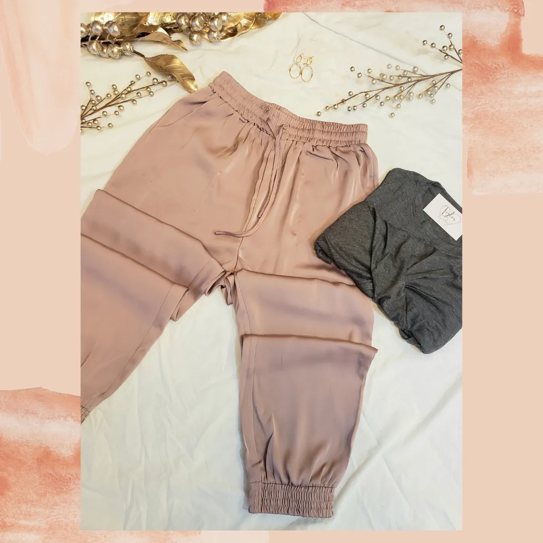 "The Shanimal" (Blush) Satin Joggers