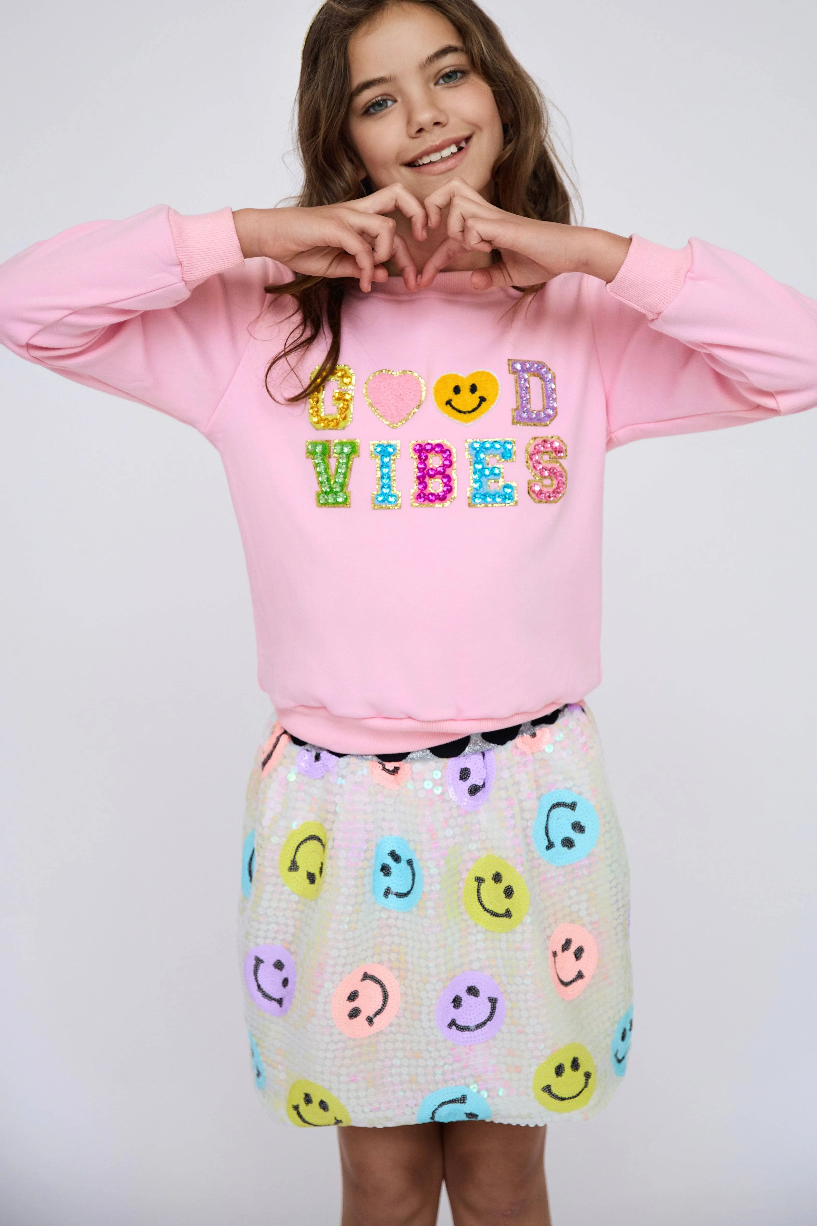 Rainbow Emoji Sequin Skirt