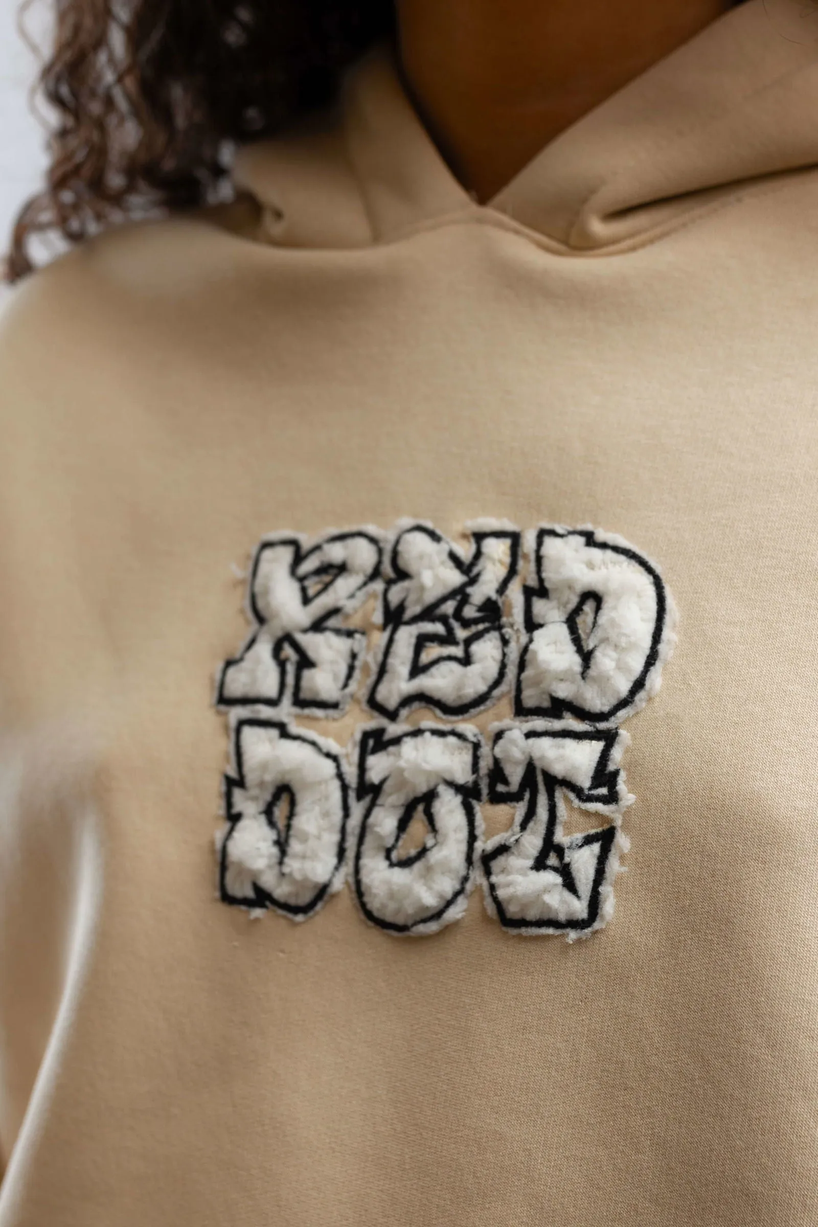 Red Dot Logo Hoodie-Beige
