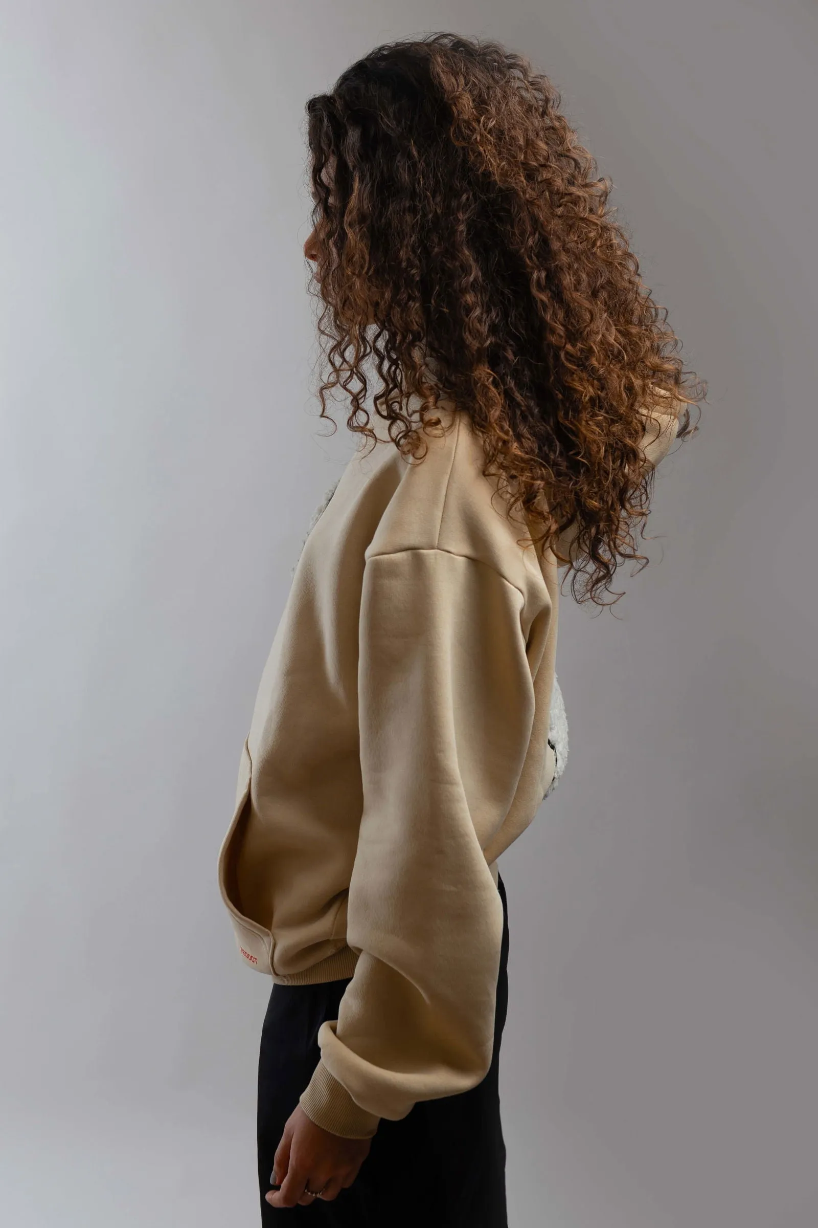 Red Dot Logo Hoodie-Beige