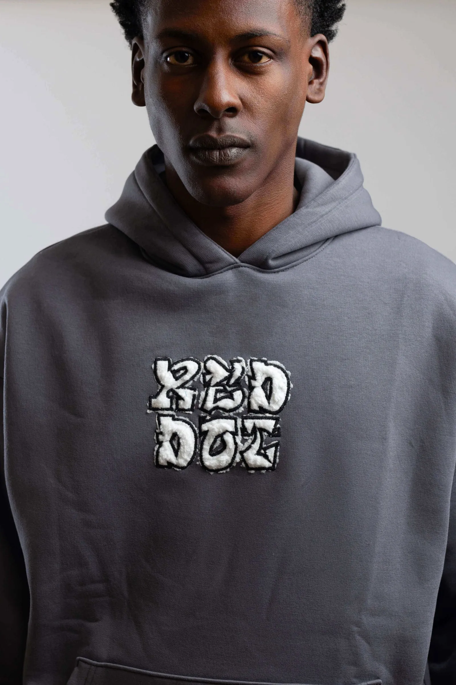 Red Dot Logo Hoodie-Charcoal Grey
