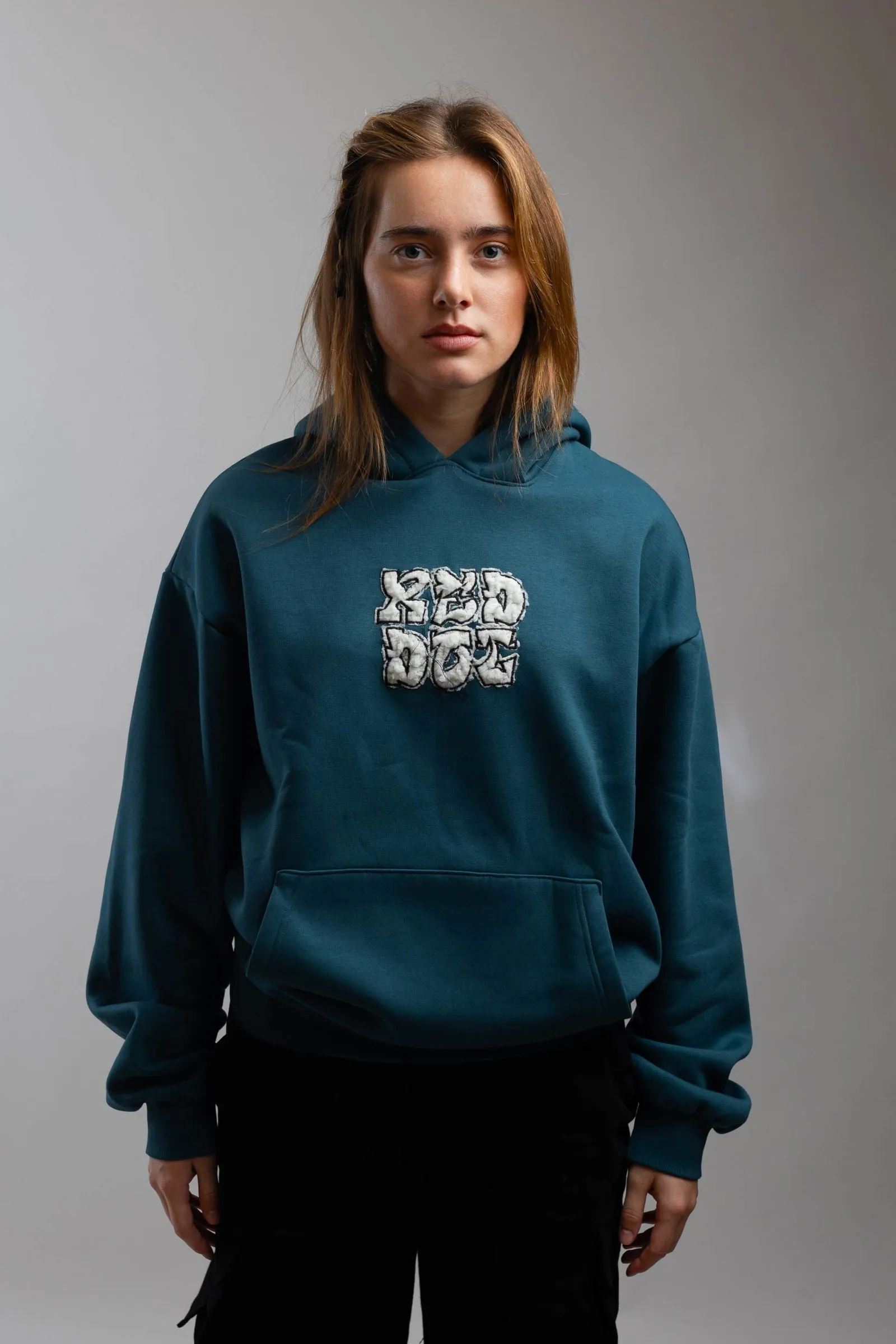 Red Dot Logo Hoodie-Teal