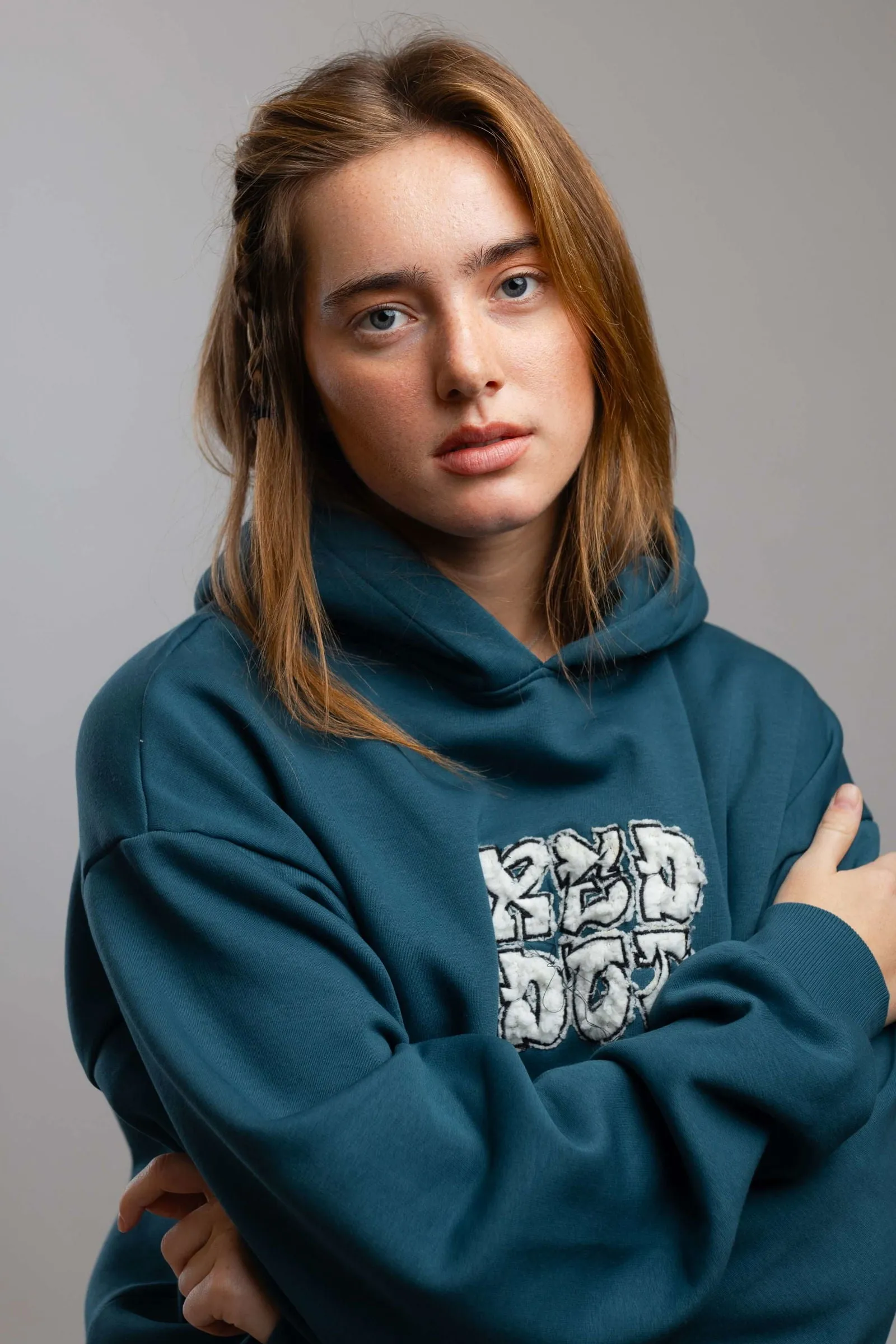 Red Dot Logo Hoodie-Teal