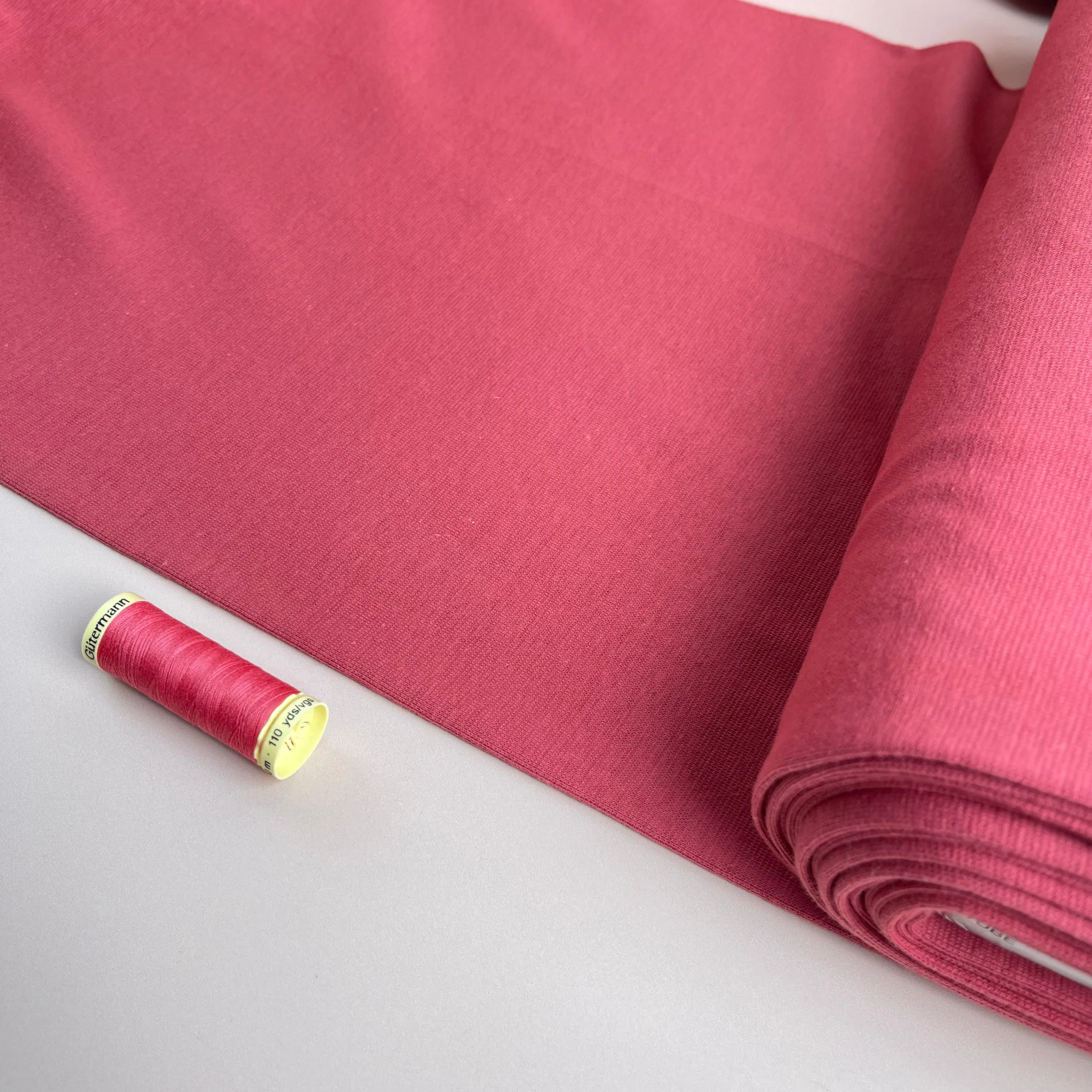 REMNANT 0.35 Metre - Dark Rose Tubular Cuff Ribbing Fabric
