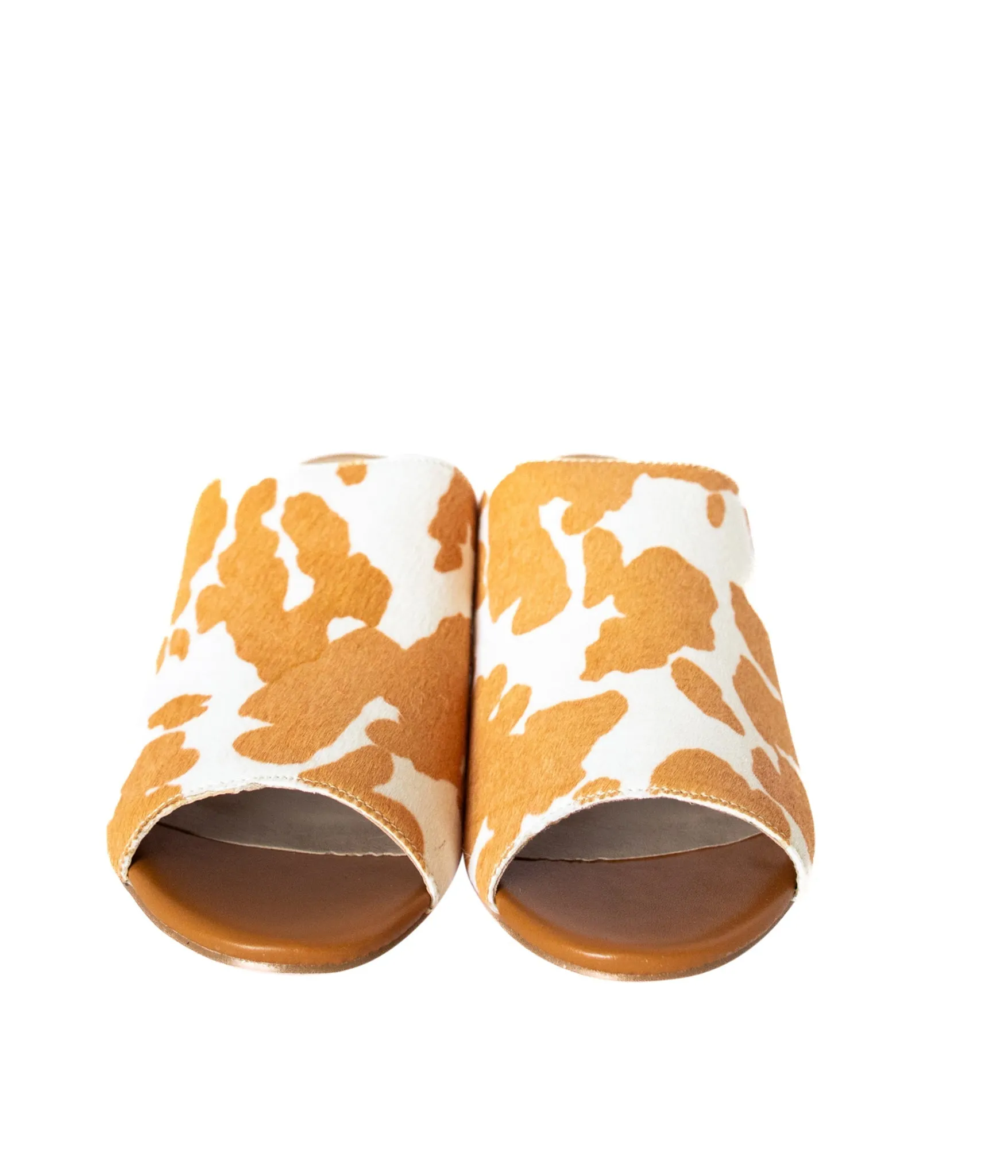 Richwood Peeptoe Tan and White Cowhide Slide (Online Exclusive)