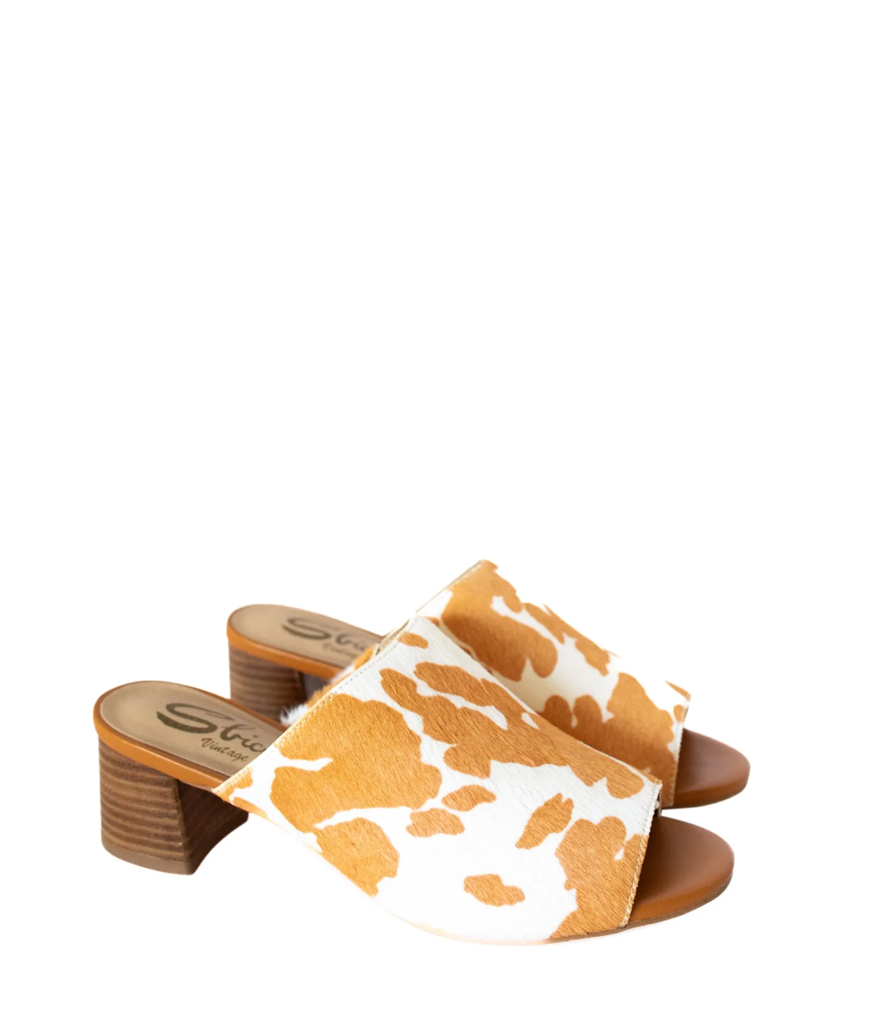 Richwood Peeptoe Tan and White Cowhide Slide (Online Exclusive)