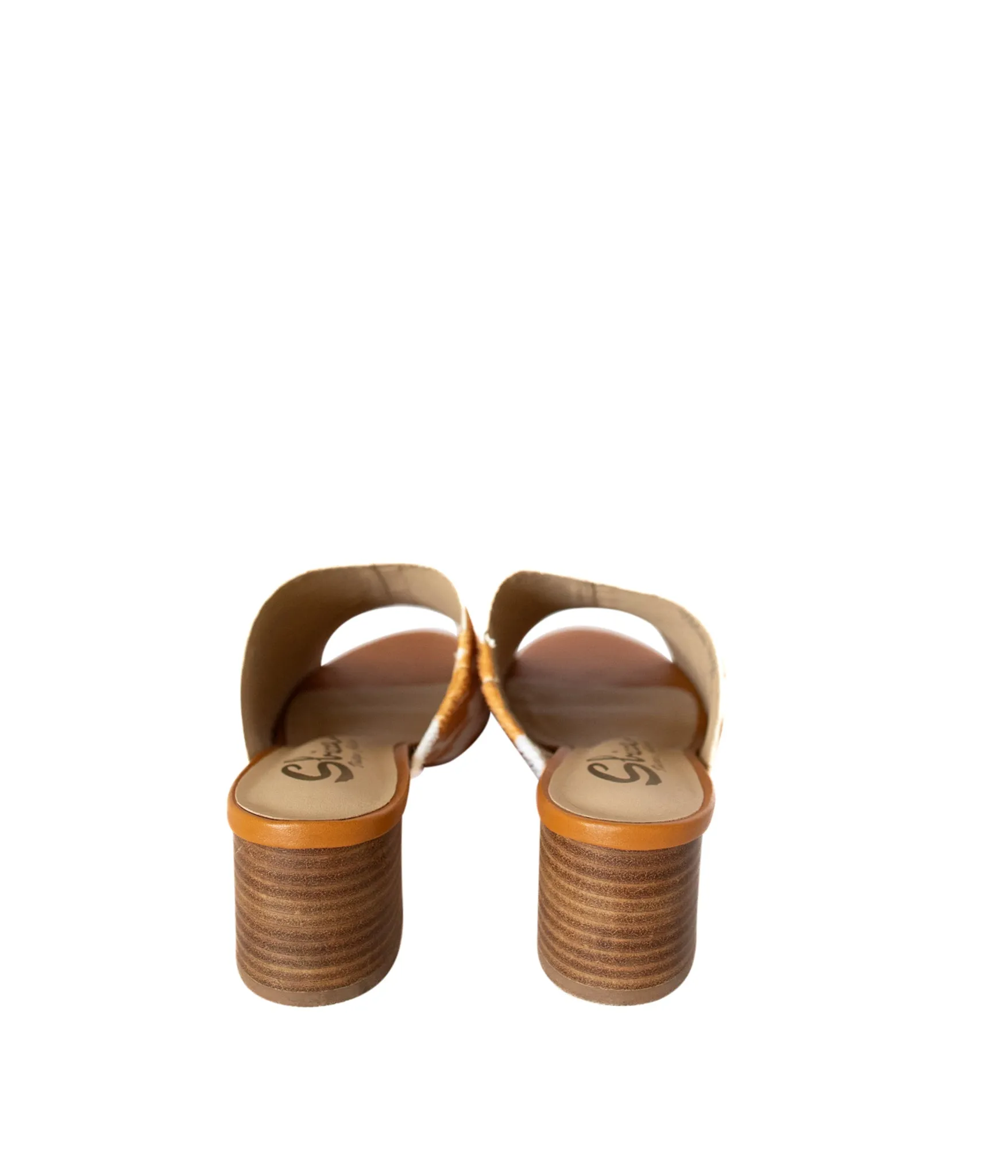 Richwood Peeptoe Tan and White Cowhide Slide (Online Exclusive)