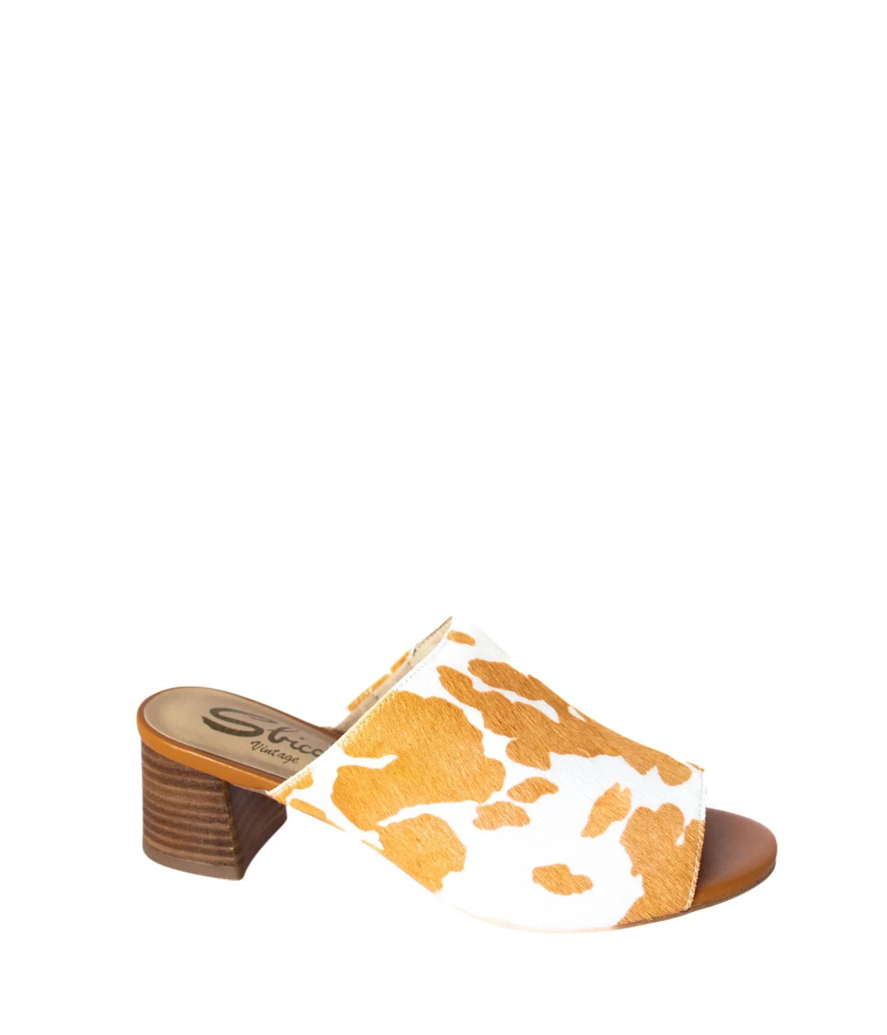 Richwood Peeptoe Tan and White Cowhide Slide (Online Exclusive)