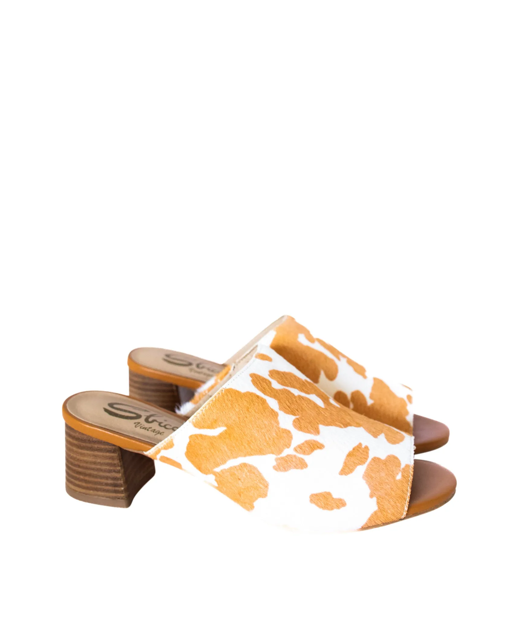 Richwood Peeptoe Tan and White Cowhide Slide (Online Exclusive)