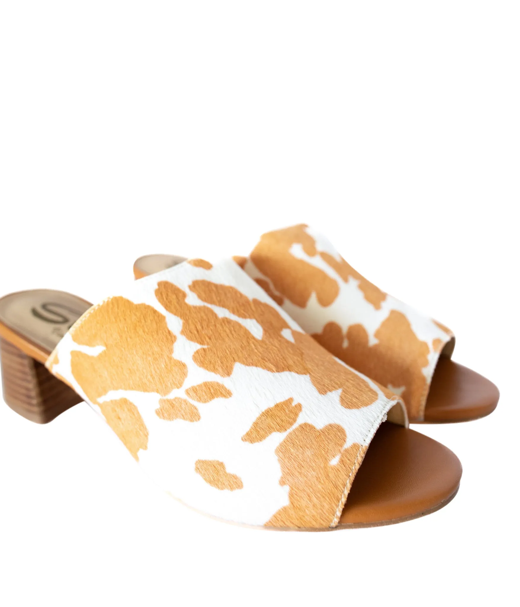 Richwood Peeptoe Tan and White Cowhide Slide (Online Exclusive)