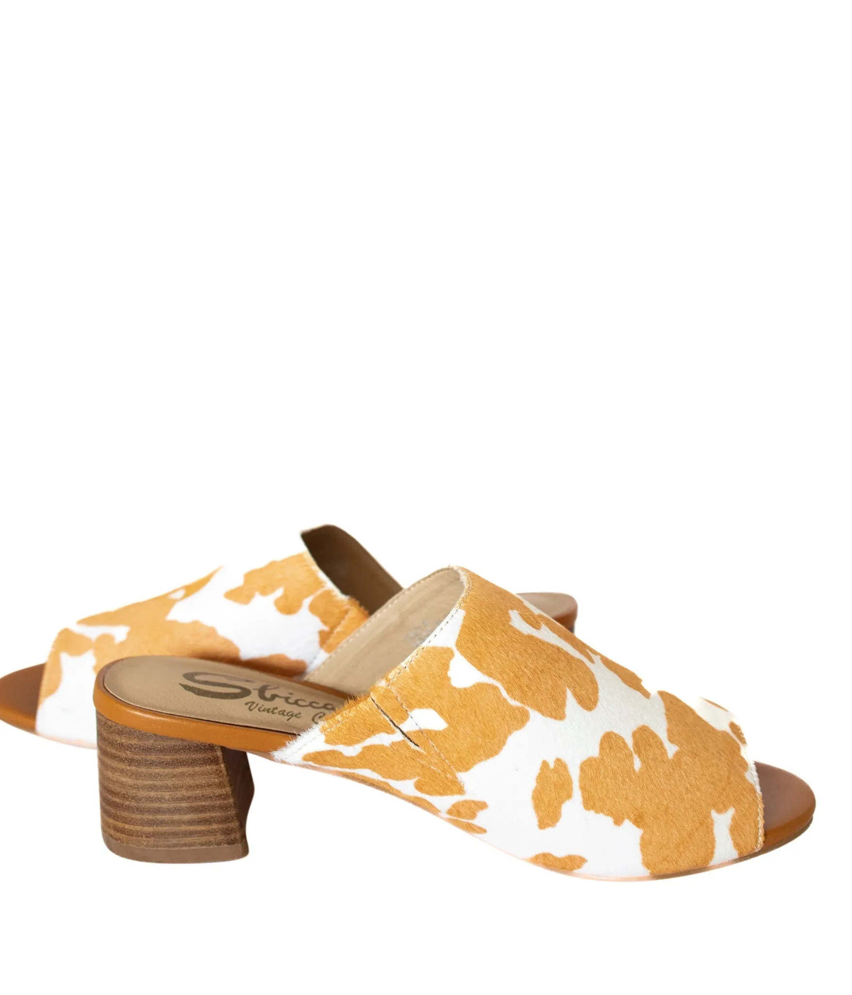 Richwood Peeptoe Tan and White Cowhide Slide (Online Exclusive)