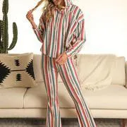 Rock & Roll Women's Motif Striped Hoodie