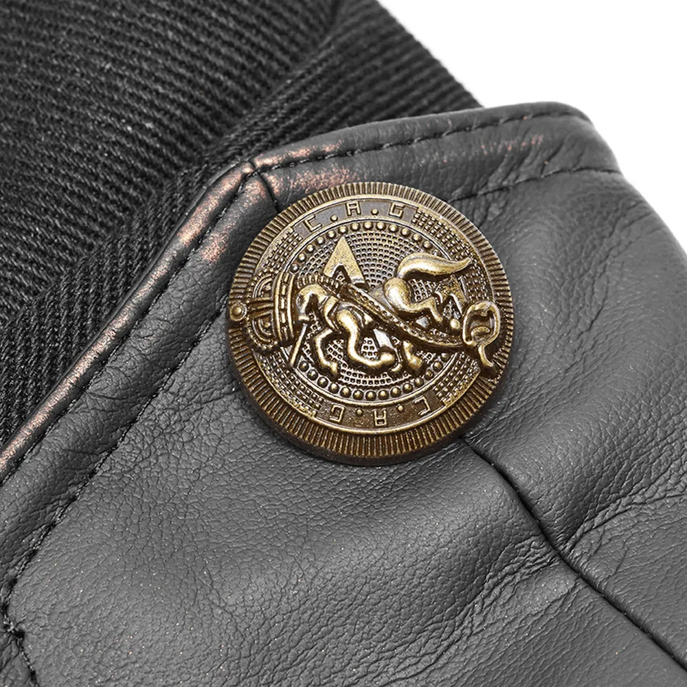 Rugged Denim Military Waistcoat with Ornate Button Detail