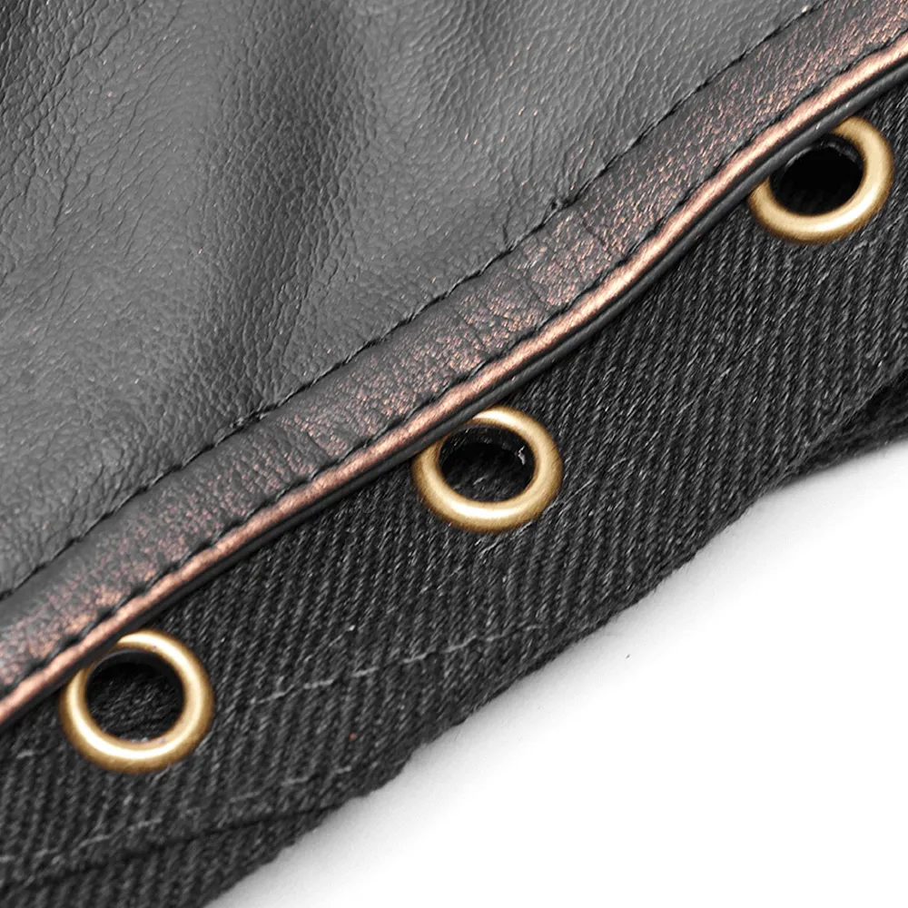 Rugged Denim Military Waistcoat with Ornate Button Detail