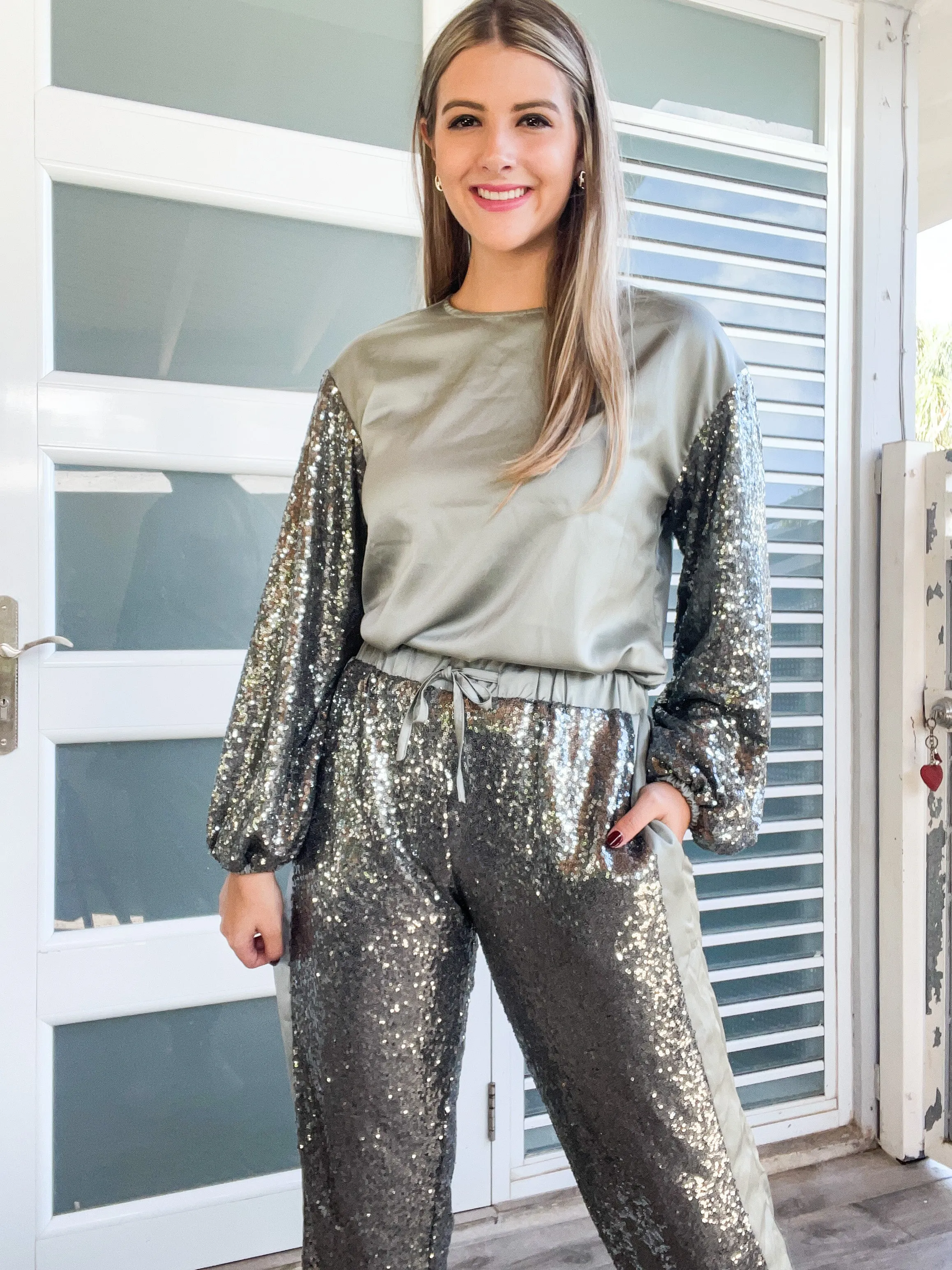 SEQUIN JOGGER PANTS