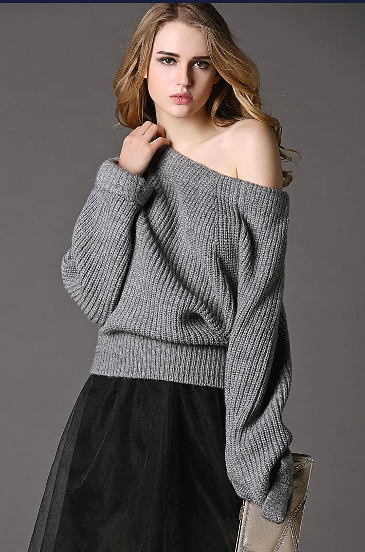 Sexy Off Shoulder Loose Knitting Sweater