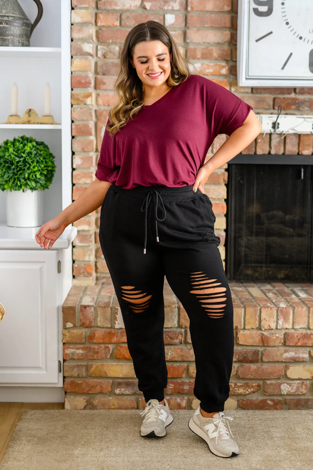 She Got Skills Distressed Black Joggers