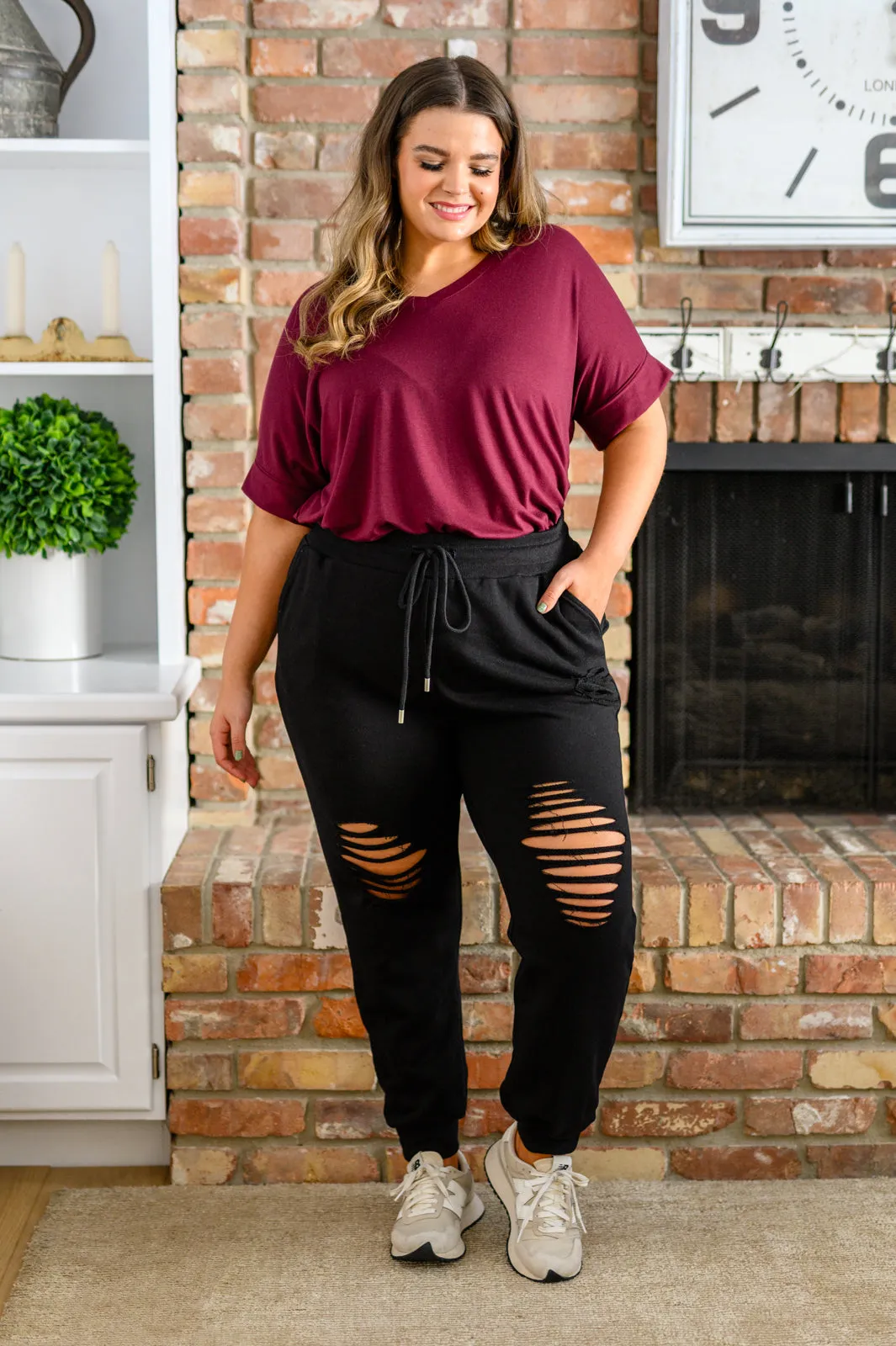 She Got Skills Distressed Black Joggers
