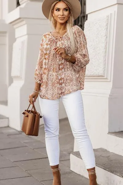 Social Chic Printed Three Quarter Sleeve Blouse