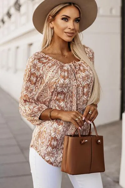 Social Chic Printed Three Quarter Sleeve Blouse