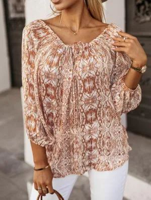 Social Chic Printed Three Quarter Sleeve Blouse