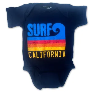Sol Baby Surf California Wave Stripe Navy Bodysuit