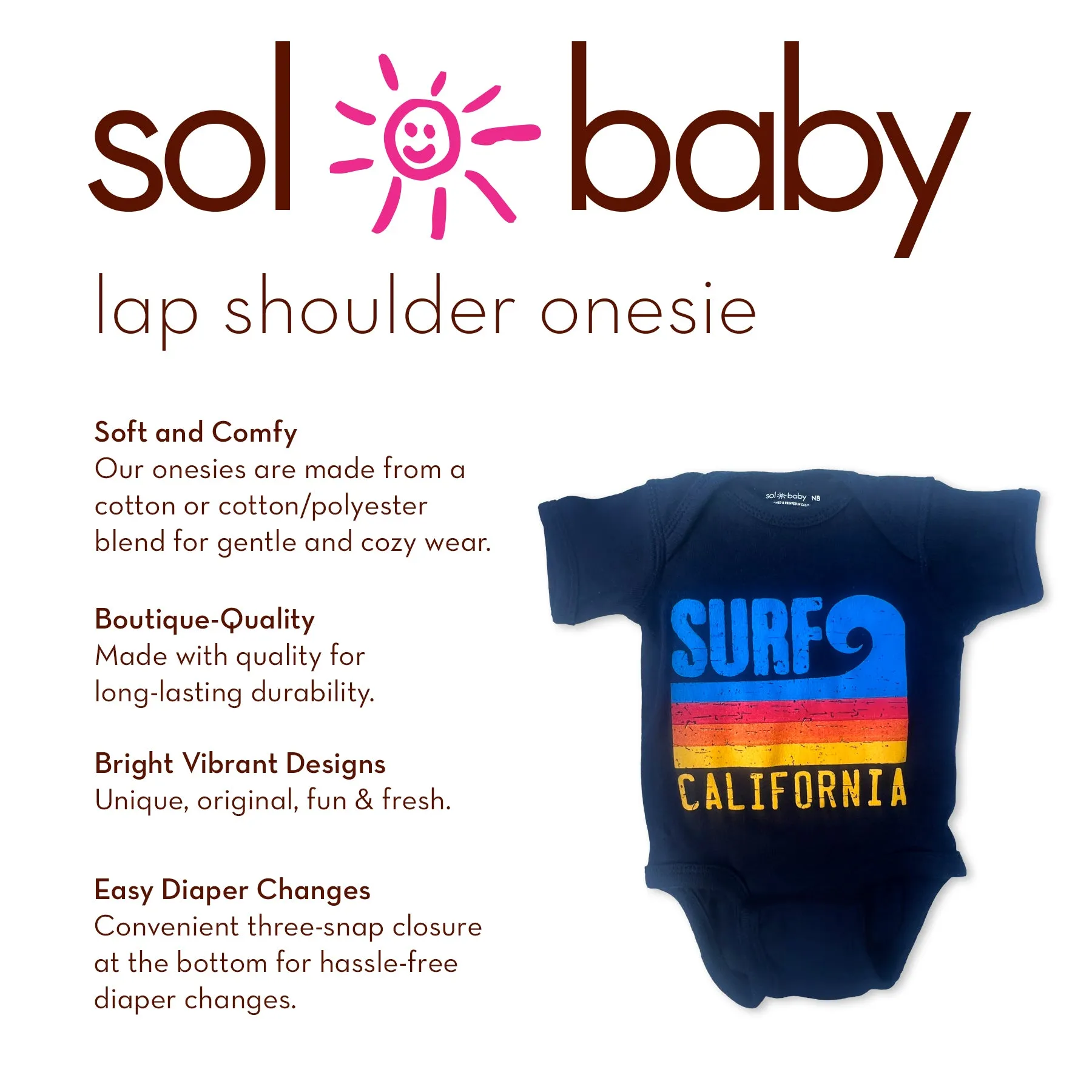 Sol Baby Surf California Wave Stripe Navy Bodysuit