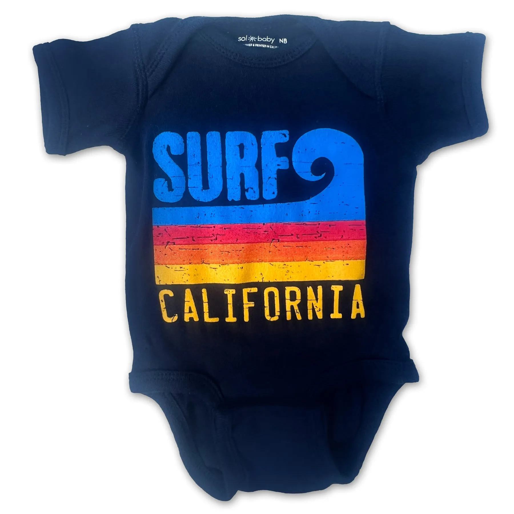 Sol Baby Surf California Wave Stripe Navy Bodysuit