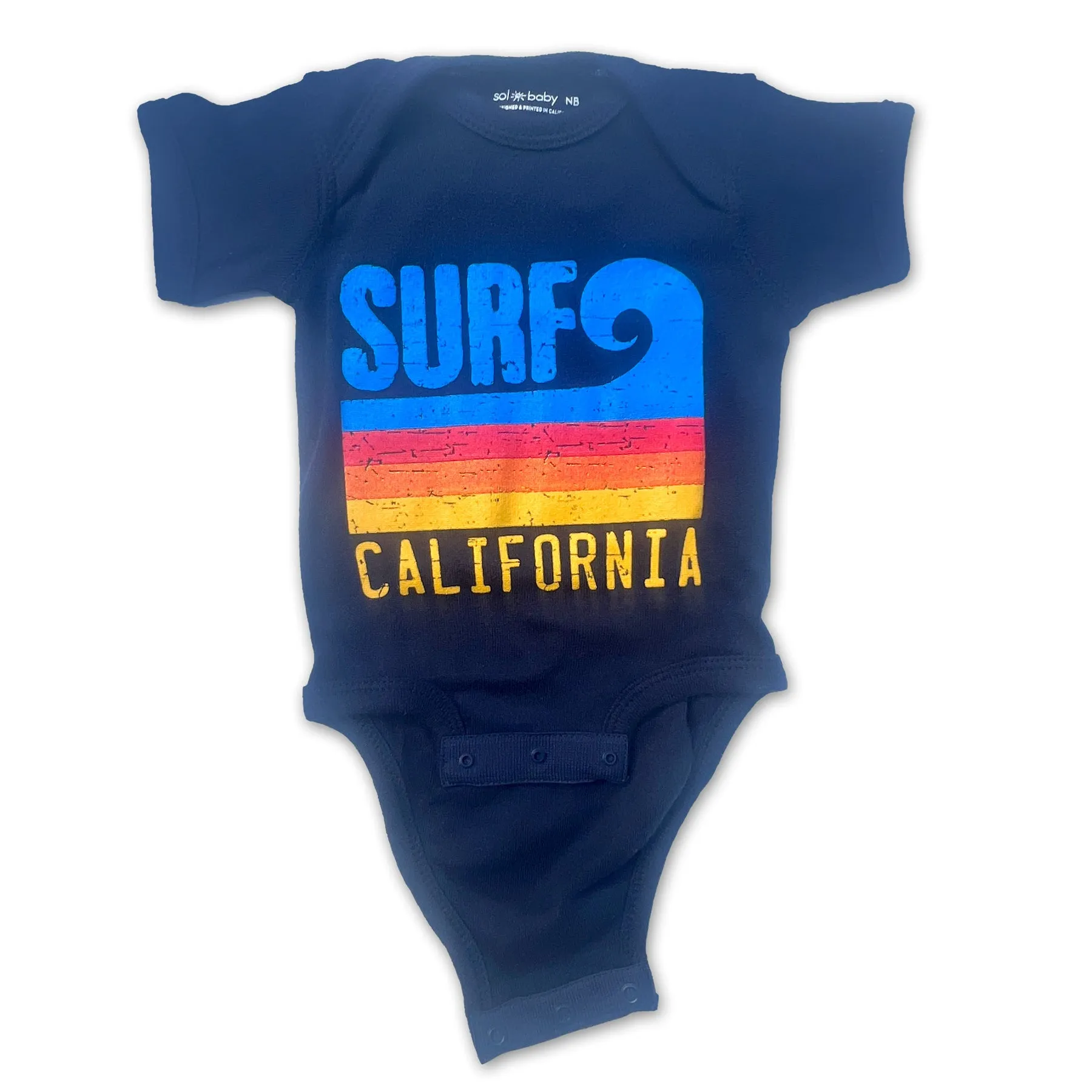 Sol Baby Surf California Wave Stripe Navy Bodysuit