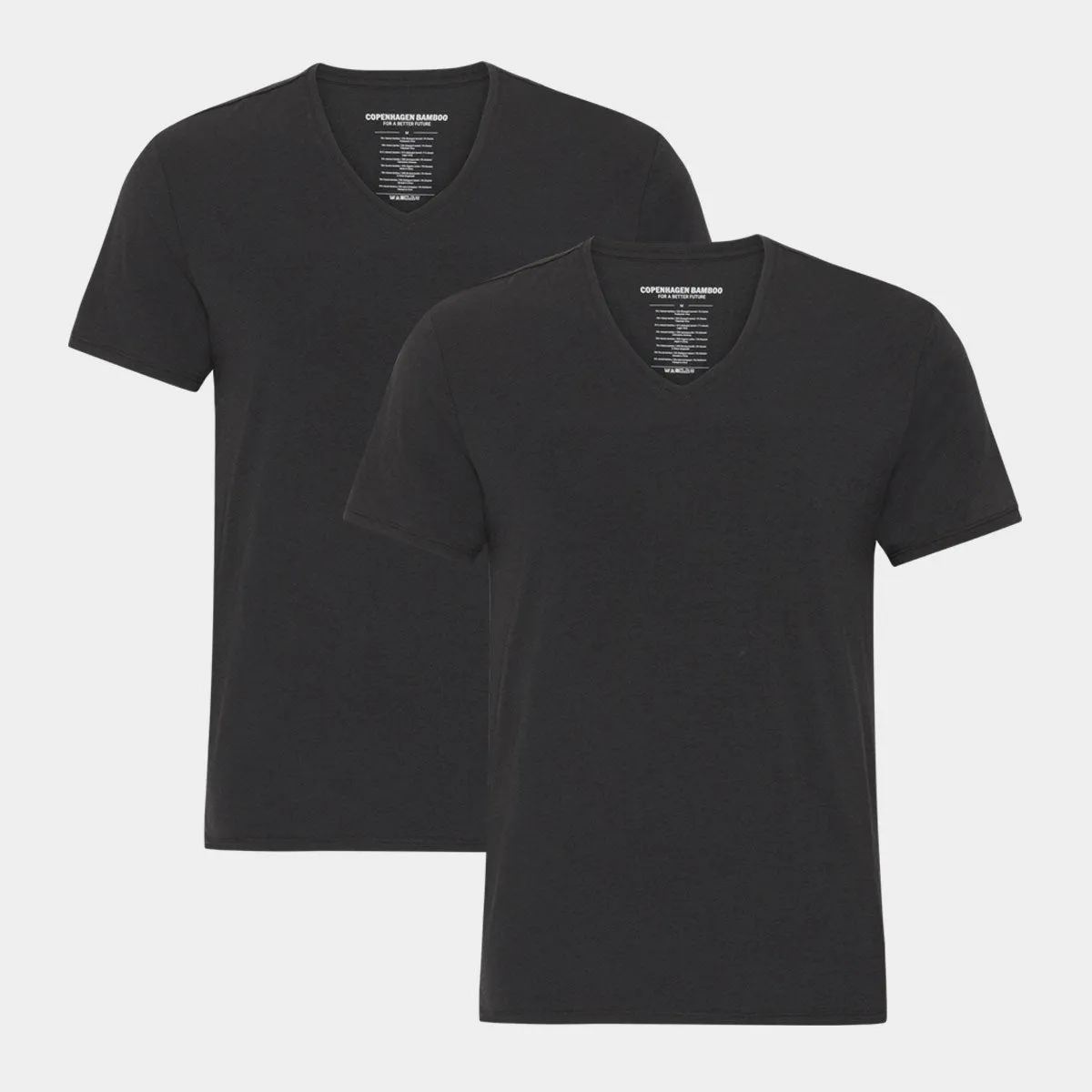 Sorte slim fit v-hals bambus T-shirts - 2 pak