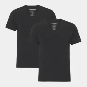 Sorte slim fit v-hals bambus T-shirts - 2 pak