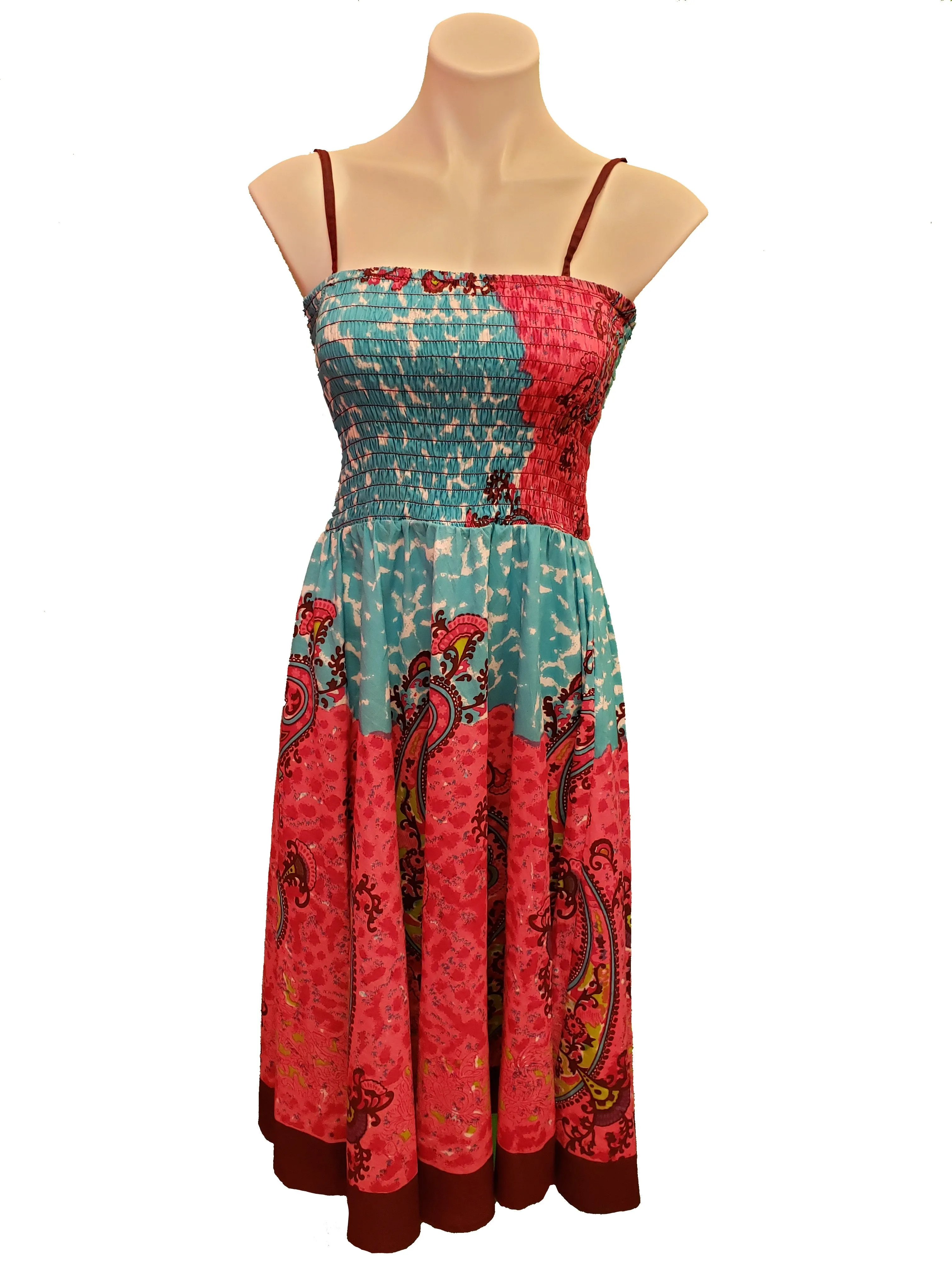 Spaghetti Strap Midi Pink Dress